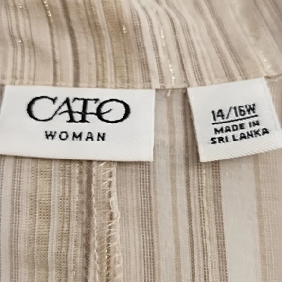 Cato Very Lightweight Cotton, Raw Edge, Tie Front Blouse Shacket Layering Piece - Picture 7 of 10